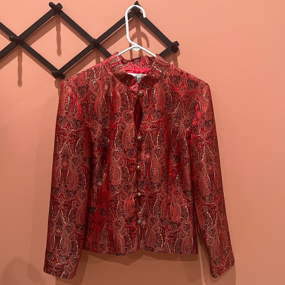 Vintage red and gold blazer, size medium